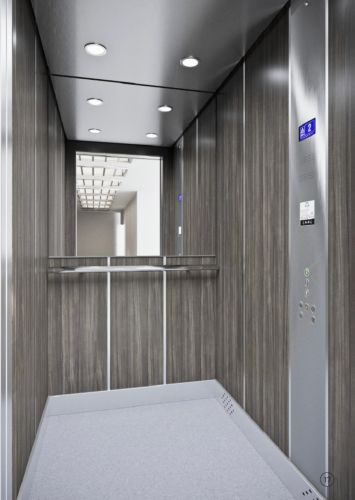 Kabina do windy / dźwigu osobowego ze ścianami pokrytymi laminatem.png