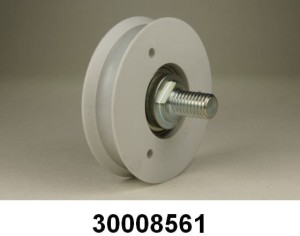 Rolka jezdna 1-rowkowa ze sworzniem (biała) 3008561. Meiller